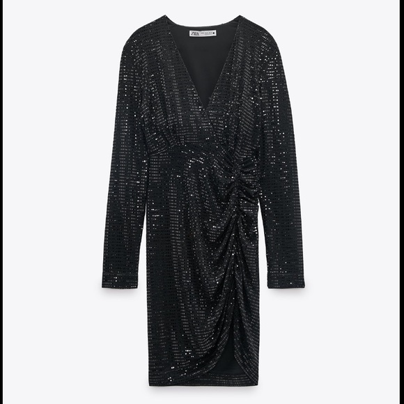 ⭐️ NWT ZARA Sparkly Draped Black Dress ⭐️ - Picture 6 of 12